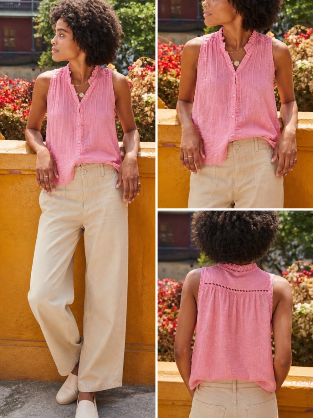 Faherty Sz Md Willa Sleeveless Top in Rose pink